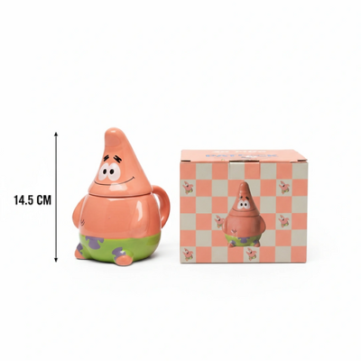 Taza Cerámica Con Tapa Patricio Estrella 3D