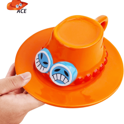 Taza One Piece Sombrero Luffy Ace Sabo Con Plato Cerámica