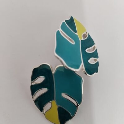 Aretes de Hoja de Monstera Tropical