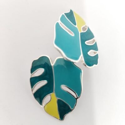 Aretes de Hoja de Monstera Tropical