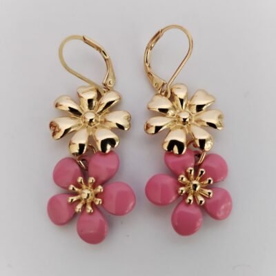 Aretes Colgantes Doble Flor