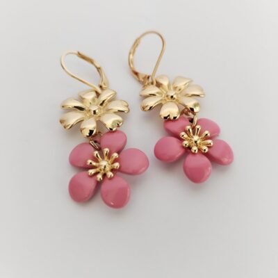 Aretes Colgantes Doble Flor