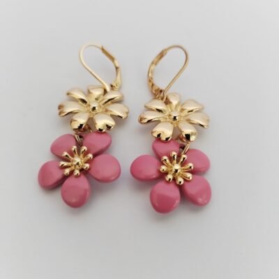 Aretes Colgantes Doble Flor