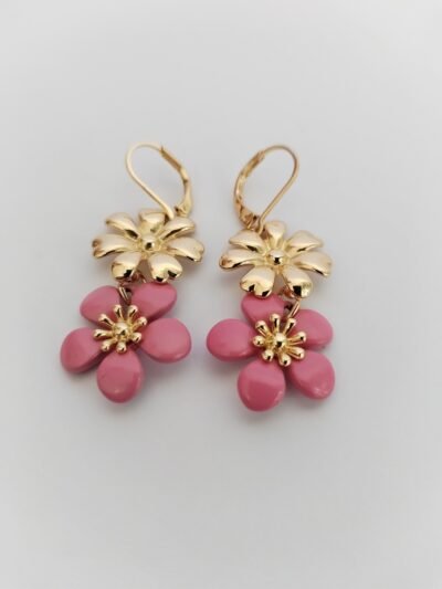 Aretes Colgantes Doble Flor