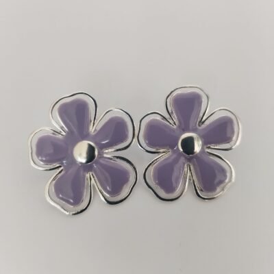 Aretes Topo Flor Lila