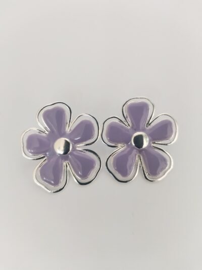 Aretes Topo Flor Lila