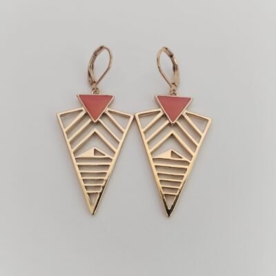 Aretes Geométricos Triángulo Diseño Oro