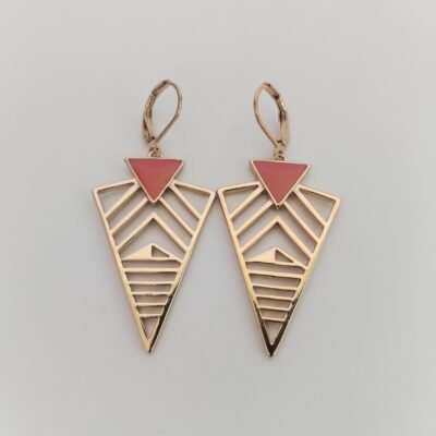 Aretes Geométricos Triángulo Diseño Oro