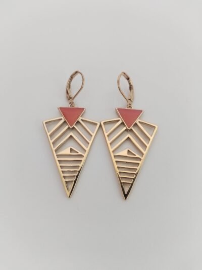 Aretes Geométricos Triángulo Diseño Oro