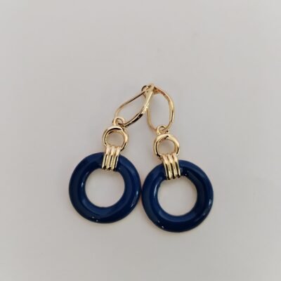 Aretes de Aro Azul Marino