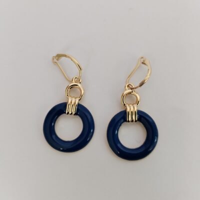 Aretes de Aro Azul Marino