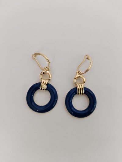 Aretes de Aro Azul Marino
