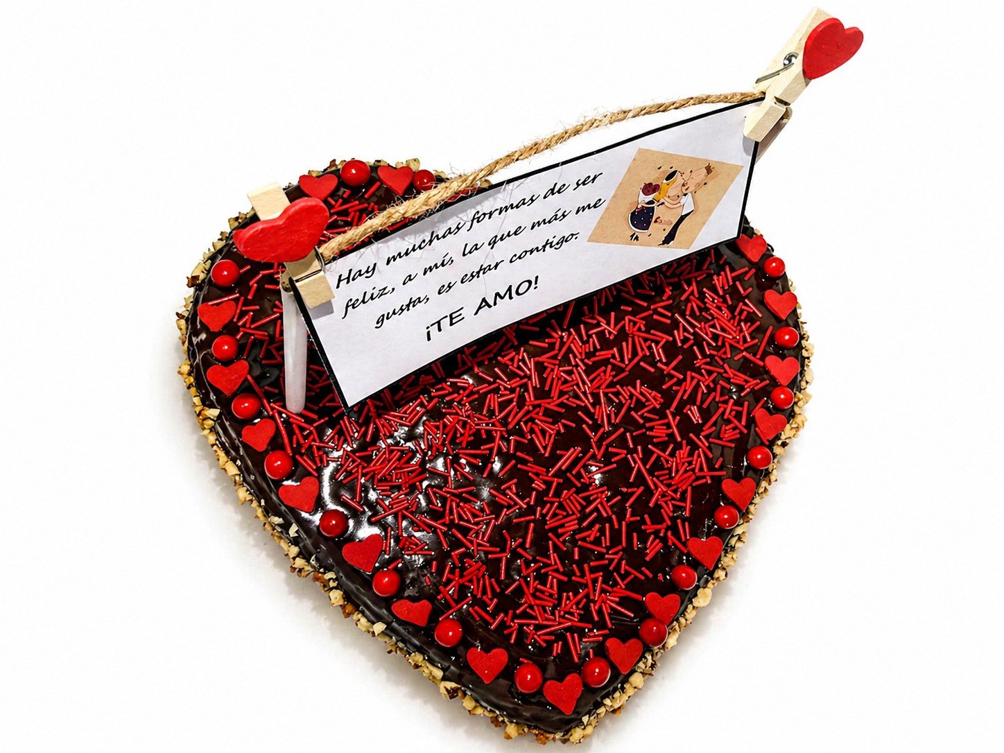 Torta Corazón de Chocolate "Mensaje de Amor"